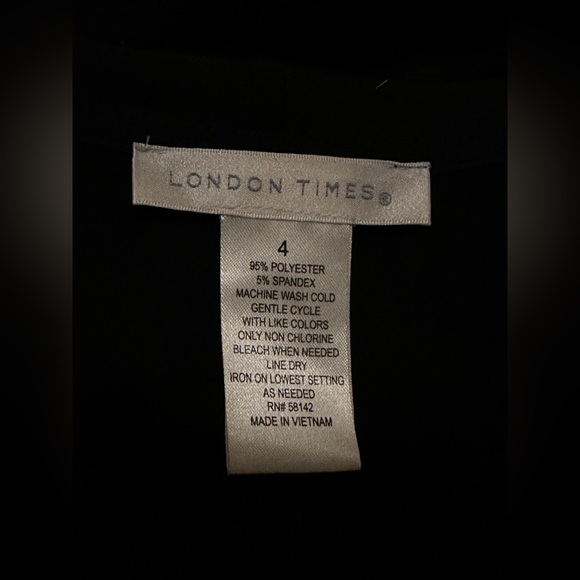 London Times Short Sleeve Black Sheath Knotted Bodice Dress Size 4 - Picture 7 of 7